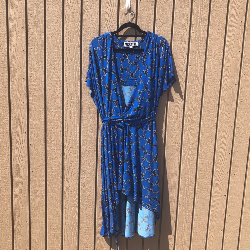 NWOT 1x Vicky Tiel Wrap Tie Dress - Picture 2 of 9